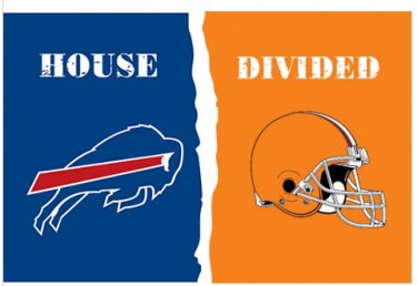 Buffalo Bills vs Cleveland Browns House Divided Rivalry Flag 3 x 5 ft