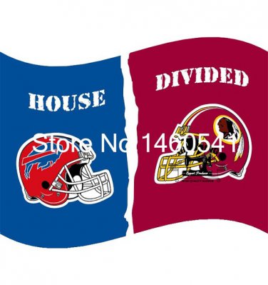 Buffalo Bills Washington Redskins Helmets House Divided Flag 3ft x 5ft
