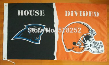 Carolina Panthers Cleveland Browns House Divided Flag 3x5 FT 150X90CM