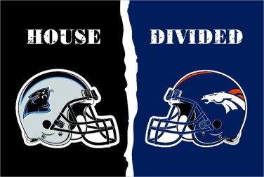 Carolina Panthers VS Denver Broncos House Divided Rivalry Flag 3'*5' 100D