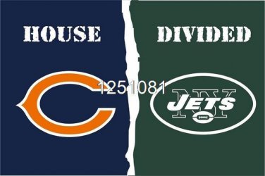 Chicago Bears New York Jets House Divided Flag 3ft x 5ft Polyester