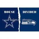 Dallas Cowboys VS Seattle Seahawks House Divided Team Outdoor Indoor Flag 3X5 ft