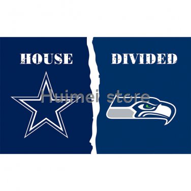 Dallas Cowboys VS Seattle Seahawks House Divided Team Outdoor Indoor Flag 3X5 ft