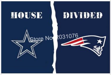 Dallas Cowboys VS New England Patriots HOUSE DIVIDED 3'X'5 CUSTOM FLAG