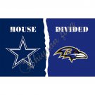 Dallas Cowboys vs Baltimore Ravens House Divided Flag 3ft x 5ft Polyester