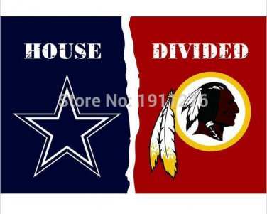 3x5 ft Dallas Cowboys VS Washington Redskins house divided flag 150x90cm 2 metal grommets