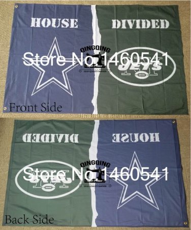 Dallas Cowboys New York Jets House Divided Flag 3ft x 5ft Polyester