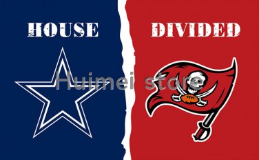 Dallas Cowboys VS Tampa Bay Buccaneers House Divided Team Outdoor Indoor Flag 3X5