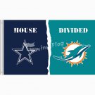 Dallas Cowboys vs Miami Dolphins House Divided Rivalry Flag 3 x 5 ft metal grommets