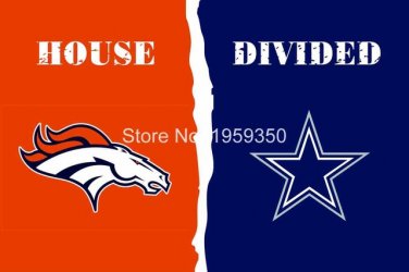 Denver Broncos vs Houston Dallas Cowboys Divided Rivalry Flag 90x150cm
