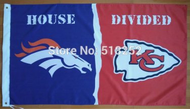 Denver Broncos Kansas City Chiefs House Divided Flag 3x5 FT 150X90CM