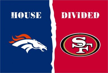 Denver Broncos vs San Francisco 49ers House Divided Rivalry Flag 90x150cm metal grommets