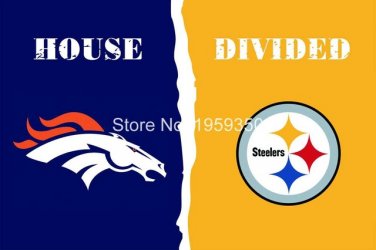 Denver Broncos vs Pittsburgh Steelers Cowboys Divided Rivalry Flag 90x150cm