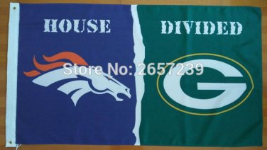DENVER BRONCOS Green Bay Packers House Divided Flag 3x5FT