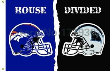 Denver Broncos Carolina Panthers House Divided Flag 3ft x 5ft Polyester