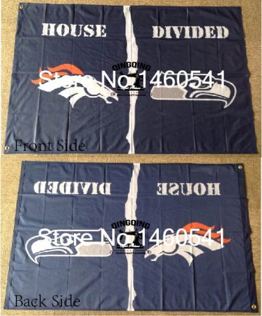 Denver Broncos Seattle Seahawks House Divided Flag 3ft x 5ft Polyester
