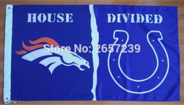 DENVER BRONCOS Indianapolis Colts House Divided Flag 3x5FT