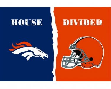 3x5 ft Denver Broncos VS Cleveland Browns PHelmet house divided flag
