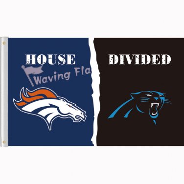 Denver Broncos vs Carolina Panthers House Divided Rivalry Flag 3x5 ft