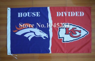 Denver Broncos Kansas City Chiefs House Divided Flag 150X90cm 3x5ft