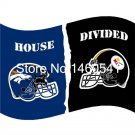 Denver Broncos Pittsburgh Steelers Hemlets House Divided Flag 3ft x 5ft