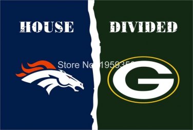 Denver Broncos vs Green Bay Packers House Divided Rivalry Flag 90x150cm