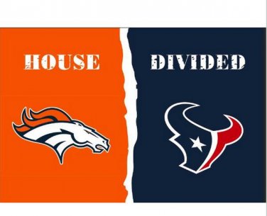 3x5 ft Denver Broncos vs Houston Texans house divided flag