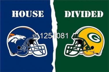 Denver Broncos Green Bay Packers Hemlets House Divided Flag 3ft x 5ft