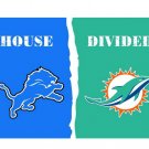 Detroit Lions VS Miami Dolphins house divided flag 150x90cm 2 metal grommets