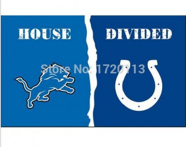 Detroit Lions VS Indianapolis Colts house divided flag 150x90cm 2 metal grommets
