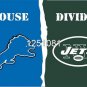 Detroit Lions New York Jets House Divided Flag 3ft x 5ft Polyester