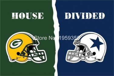 Green Bay Packers vs Dallas Cowboys House Divided Rivalry Flag 90x150cm