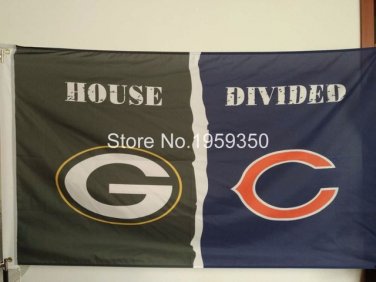 Green Bay Packers vs Chicago Bears House Divided Rivalry Flag 90x150cm