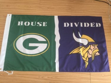 Green Bay Packers With Minnesota Vikings USA House Divided Flag 3X5FT