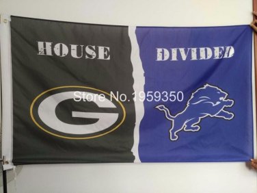 Green Bay Packers vs Detroit Lions House Divided Rivalry Flag 90x150cm