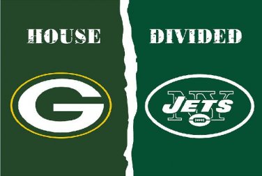 Green Bay Packers vs New York Jets House Divided Rivalry Flag 90x150cm