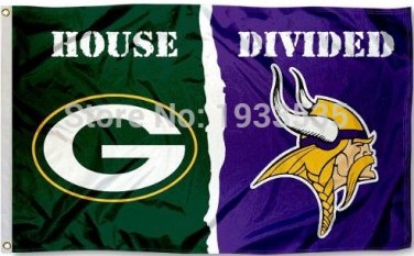 Green Bay Packers VS. Minnesota Vikings House Divided Flag 3x5ft