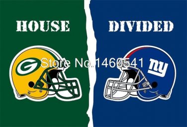 Green Bay Packers New York Giants Helmet House Divided Flag 3ft x 5ft Polyester