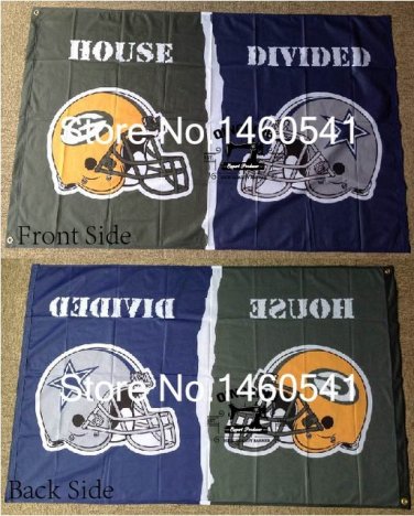 Green Bay Packers Dallas Cowboys Helmets House Divided Flag 3ft x 5ft