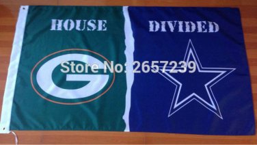 Green Bay Packers Dallas Cowboys House Divided Flag 3x5FT banner 150X90CM