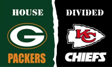 Green Bay Packers VS Kansas City Cheifs House Divided flags 3ftx5f