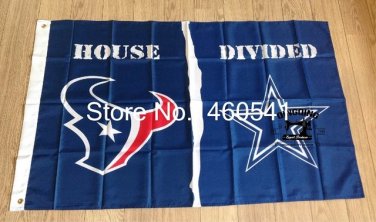 Houston Texans Dallas Cowboys House Divided Flag 3ft x 5ft Polyester