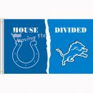 Indianapolis Colts vs Detroit Lions House Divided Rivalry Flag   3x5 FT