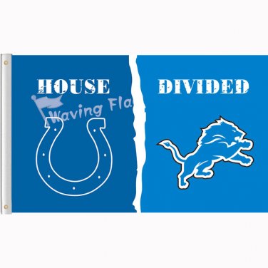 Indianapolis Colts vs Detroit Lions House Divided Rivalry Flag   3x5 FT