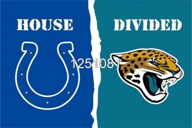 Indianapolis Colts Jacksonville Jaguars House Divided Flag 3ft x 5ft Polyester