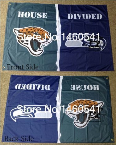 Jacksonville Jaguars Seattle Seahawks House Divided Flag 3ft x 5ft Polyester