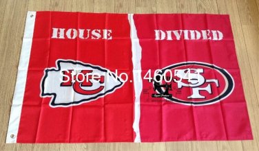 Kansas City Chiefs San Francisco 49ers House Divided Flag 3ft x 5ft Polyester