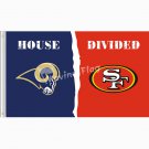 Los Angeles Rams vs san francisco 49ers House Divided Rivalry Flag 3ft x 5ft Polyester