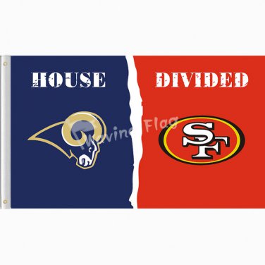 Los Angeles Rams vs san francisco 49ers House Divided Rivalry Flag 3ft x 5ft Polyester