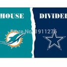 3x5 ft Miami Dolphins VS Dallas Cowboys house divided flag 150x90cm